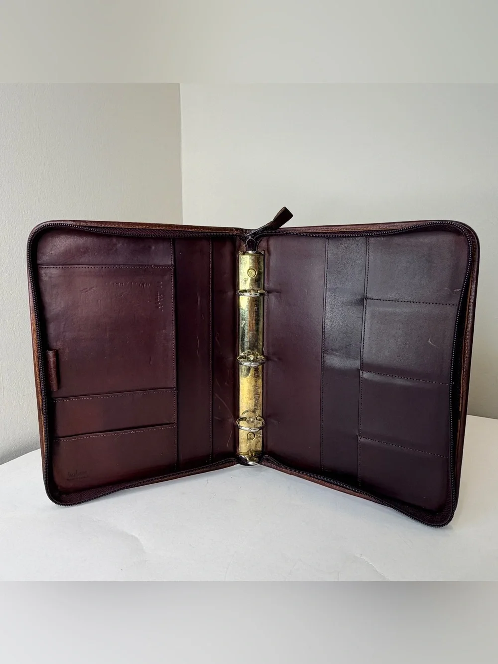 Vintage Hartmann Leather Zip Around Planner Organizer Binder Portfolio Brown